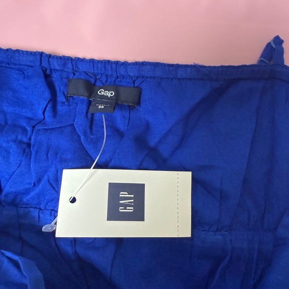 Gap Tiered Midi Dress Women Medium Blue NEW Cotton Strappy V-Neck Sun Dress 8640 - Picture 5 of 7